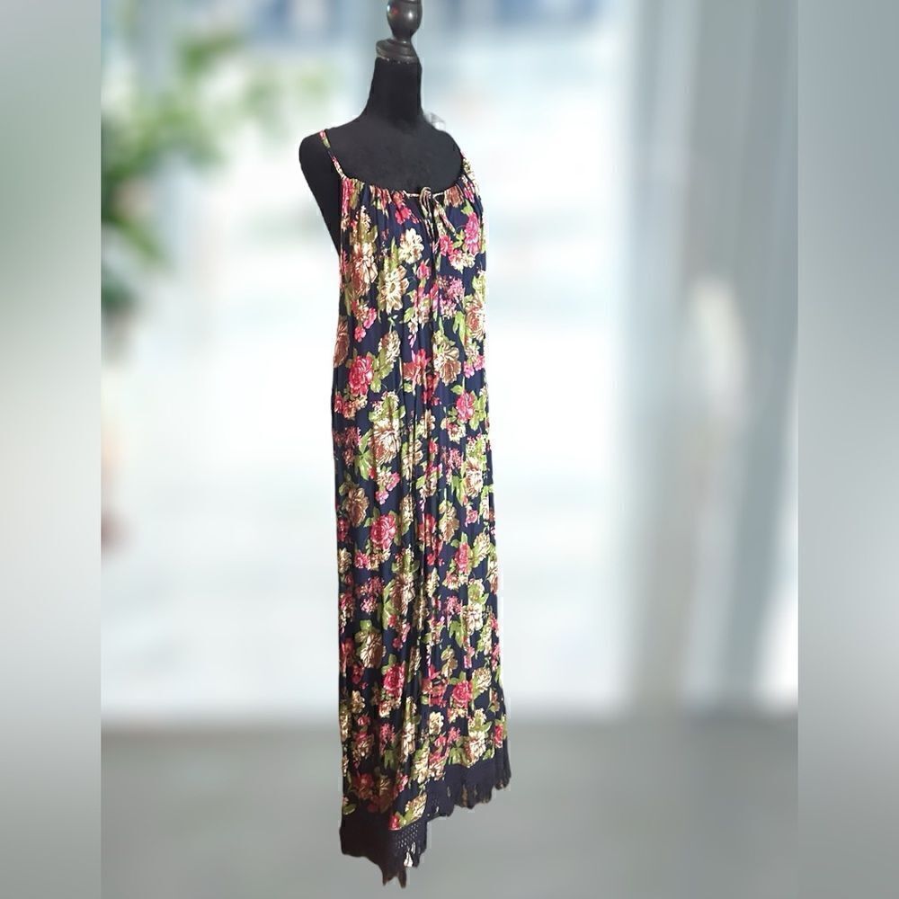 ANTHROPOLOGIE EASEL BOHO Western Festival floral print fringe maxi dress Size M - Picture 9 of 16